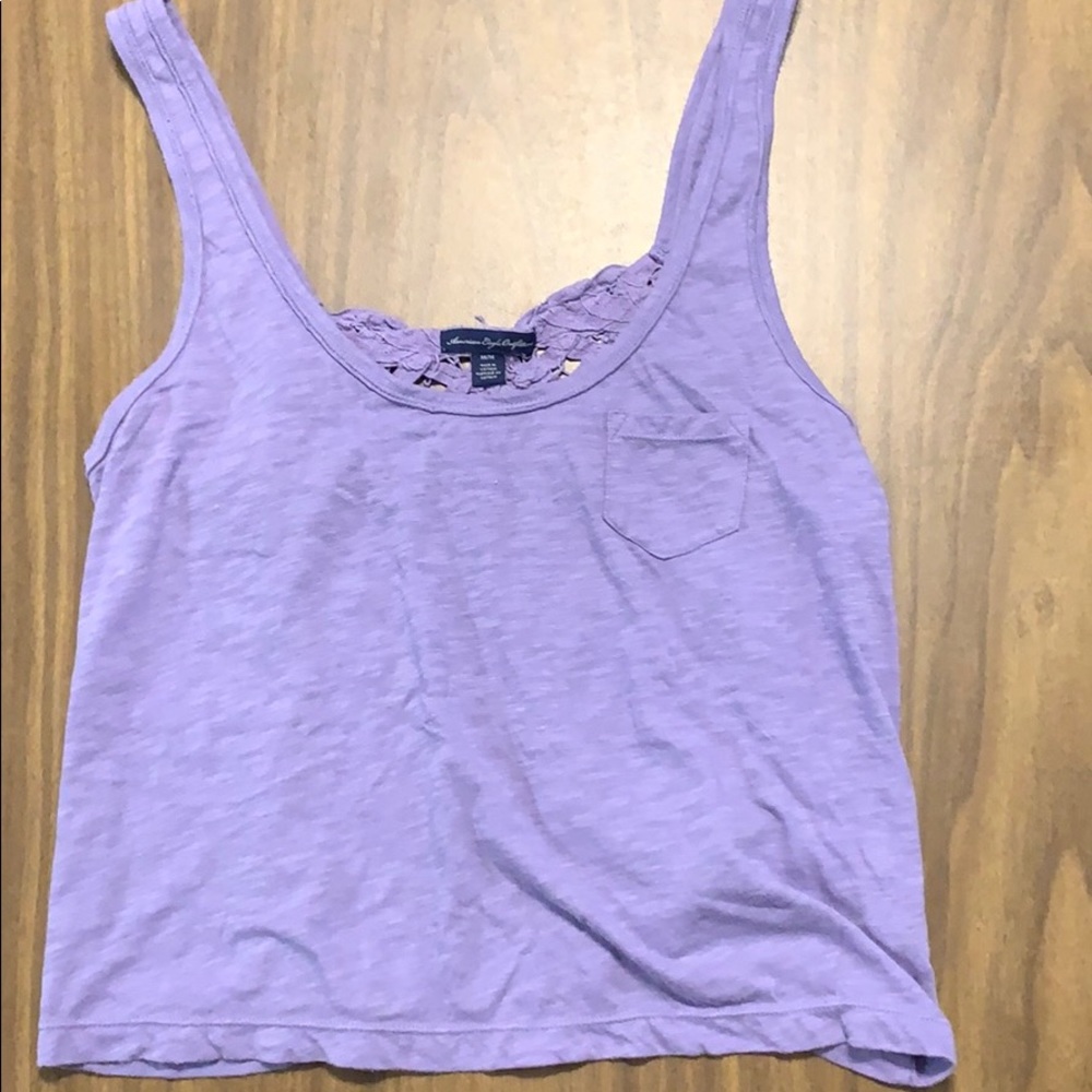 Purple lace back crop